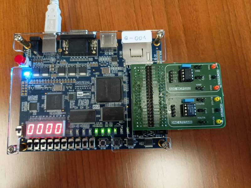 Placa de expansión conectada con la placa de prototipado DE0 de Intel
